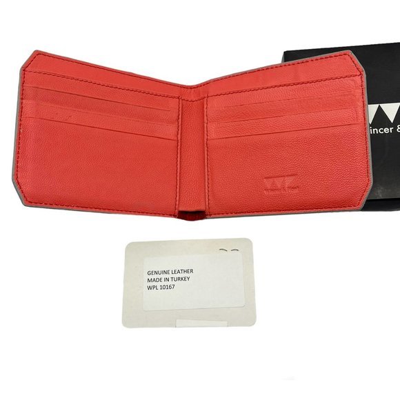 Wincer & Plant Bi-color High Quality Bifold Men's Wallet 6 CC Grey Orange - Picture 5 of 11